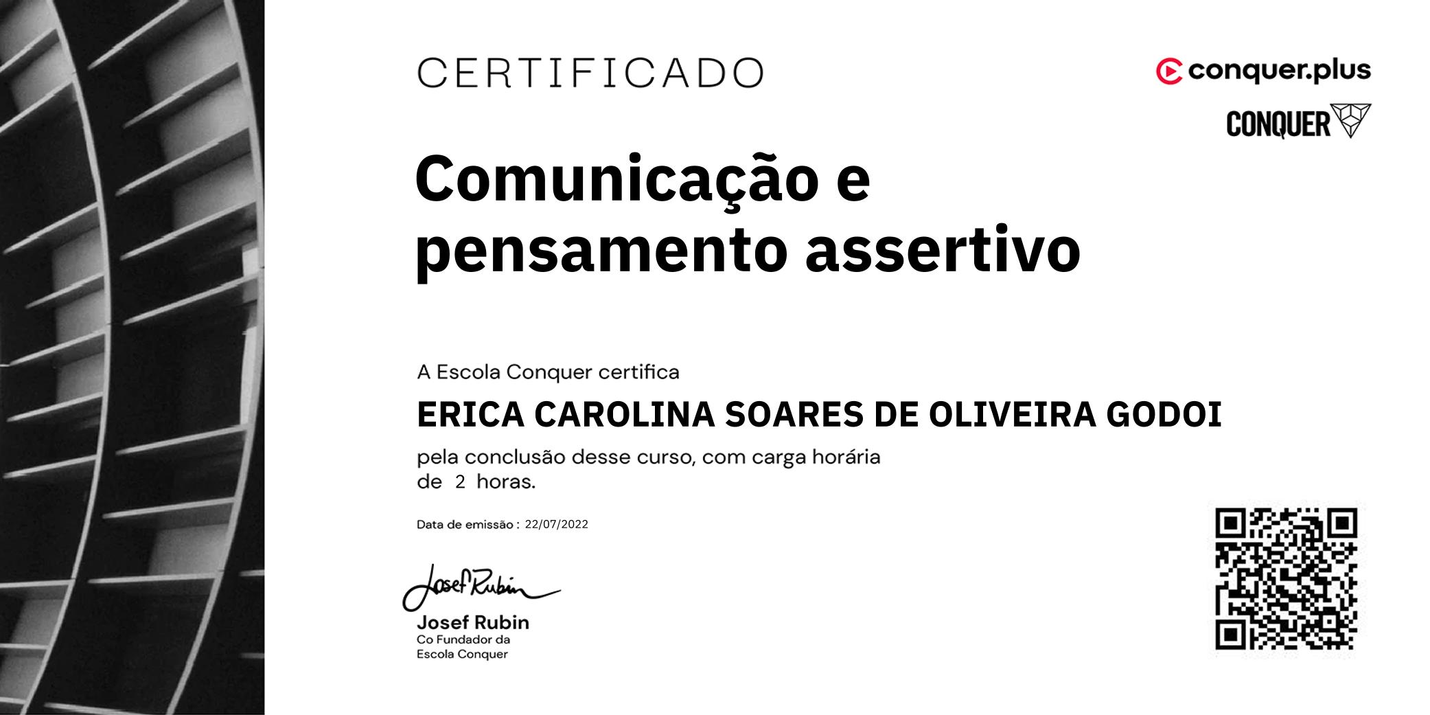 Certificado de Comunicação e pensamento assertivo
